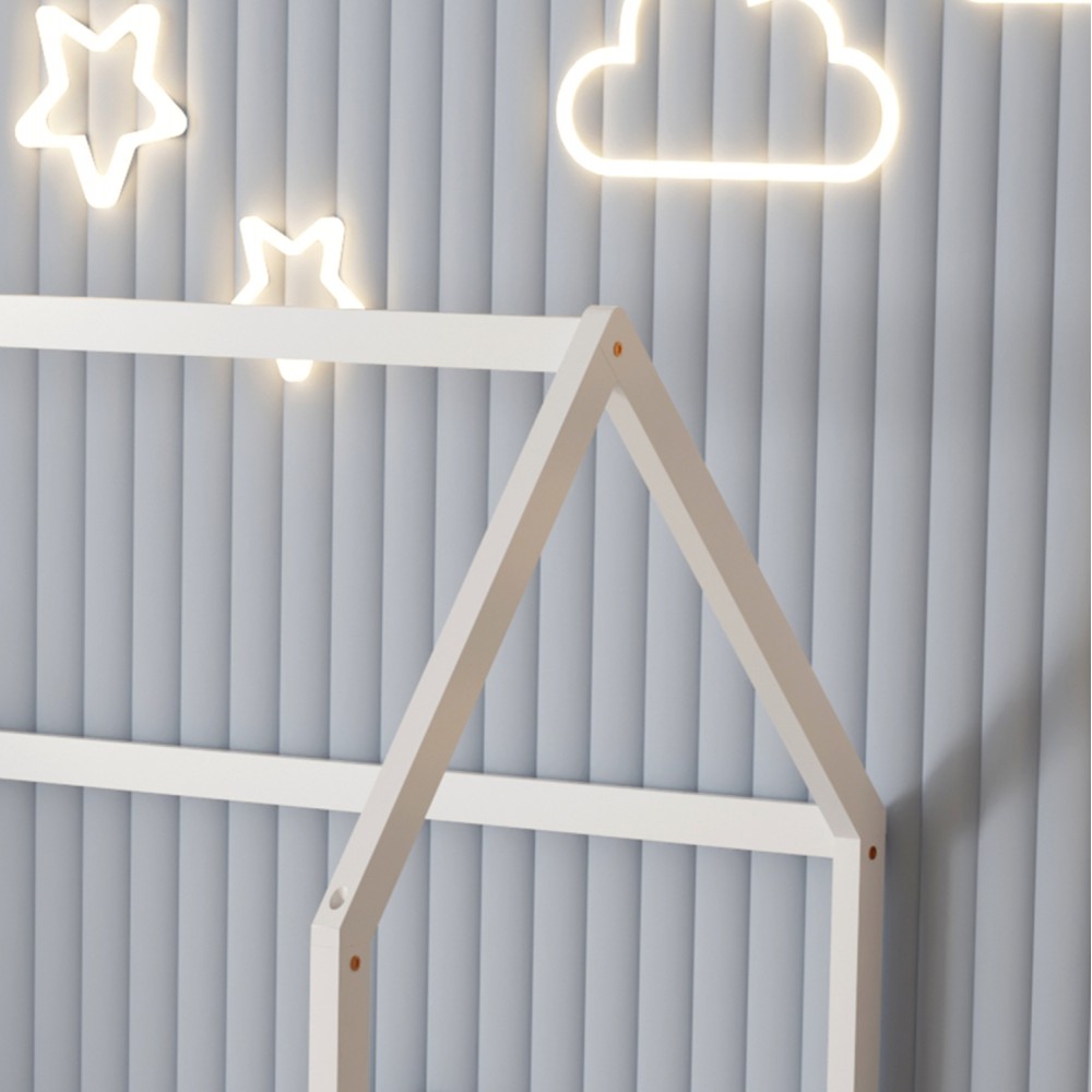 Κρεβάτι παιδικό με στρώμα "PHYLLIS" από ξύλο σε χρώμα λευκό 90x190