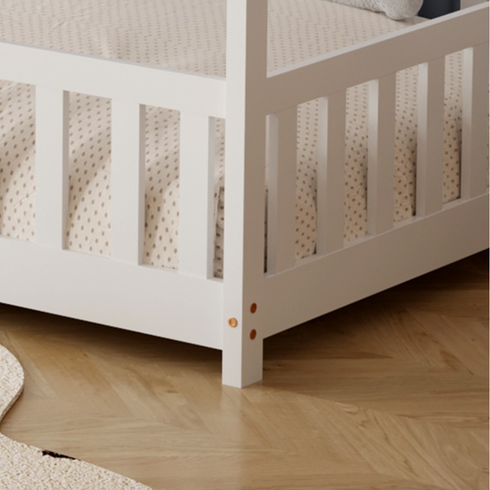 Κρεβάτι παιδικό με στρώμα "PHYLLIS" από ξύλο σε χρώμα λευκό 90x190