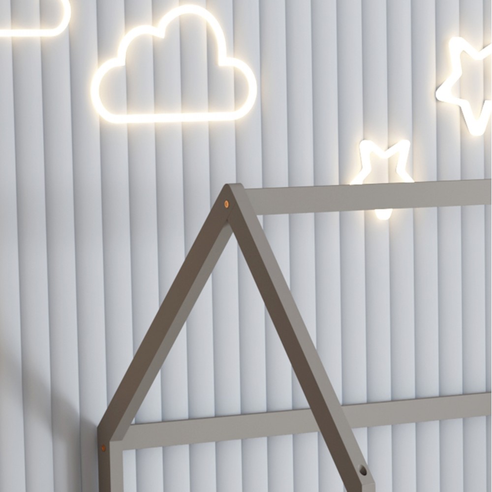 Κρεβάτι παιδικό με στρώμα "PHYLLIS" από ξύλο σε χρώμα γκρι 90x190