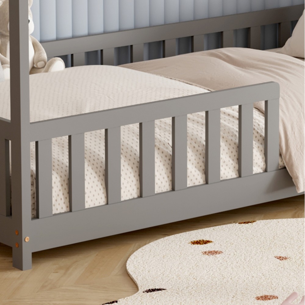 Κρεβάτι παιδικό με στρώμα "PHYLLIS" από ξύλο σε χρώμα γκρι 90x190