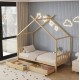 Κρεβάτι παιδικό με στρώμα "KLARICE" από ξύλο σε χρώμα φυσικό 90x190