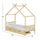Κρεβάτι παιδικό με στρώμα "KLARICE" από ξύλο σε χρώμα φυσικό 90x190