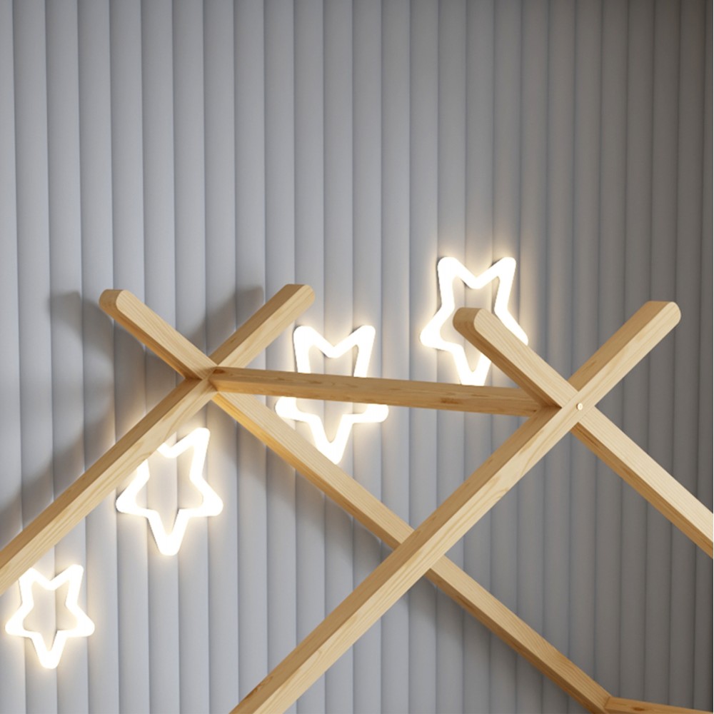 Κρεβάτι παιδικό με στρώμα "KLARICE" από ξύλο σε χρώμα φυσικό 90x190