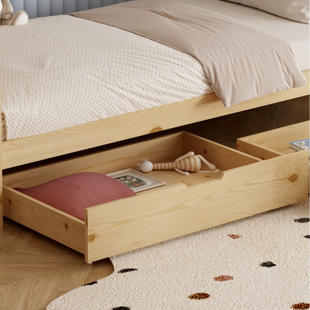 Κρεβάτι παιδικό με στρώμα "KLARICE" από ξύλο σε χρώμα φυσικό 90x190