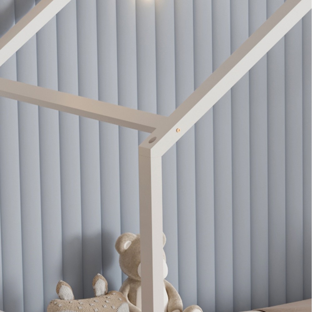 Κρεβάτι παιδικό με στρώμα "KLARICE" από ξύλο σε χρώμα λευκό 90x190