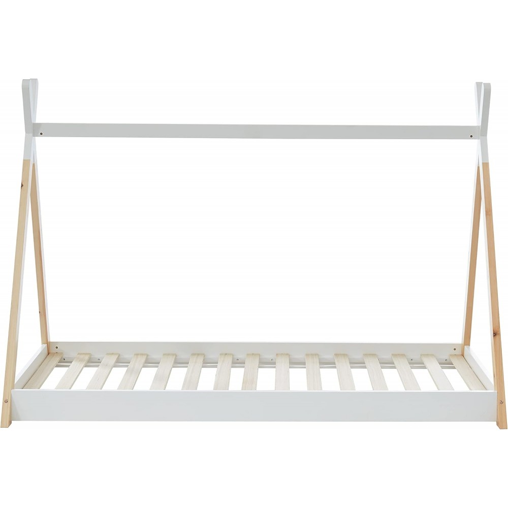 Κρεβάτι παιδικό με στρώμα "MUNK" από ξύλο σε χρώμα φυσικό/λευκό 90x190