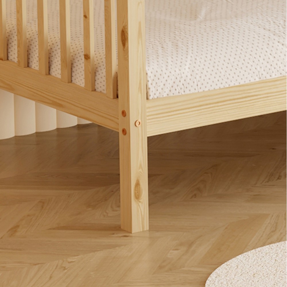 Κουκέτα παιδική με 2 στρώματα "LANTAI" από ξύλο σε χρώμα φυσικό 90x190