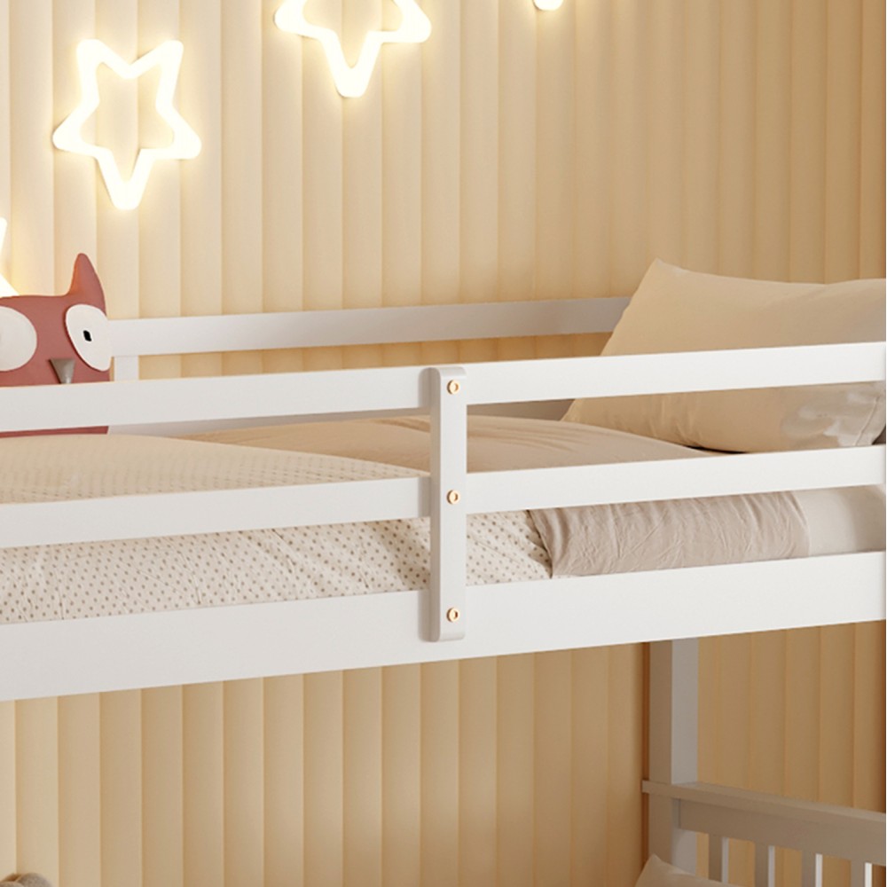 Κουκέτα παιδική με 2 στρώματα "LANTAI" από ξύλο σε χρώμα λευκό 90x190