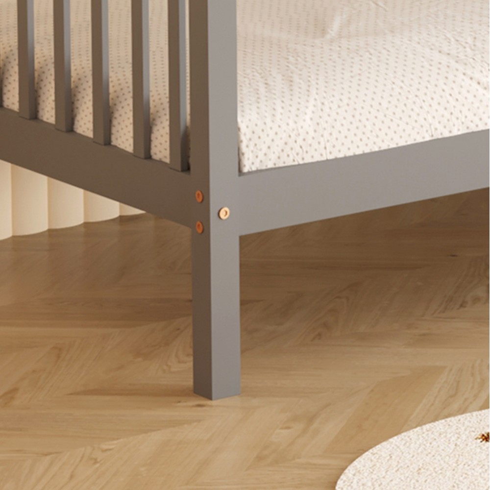 Κουκέτα παιδική με 2 στρώματα "LANTAI" από ξύλο σε χρώμα γκρι 90x190