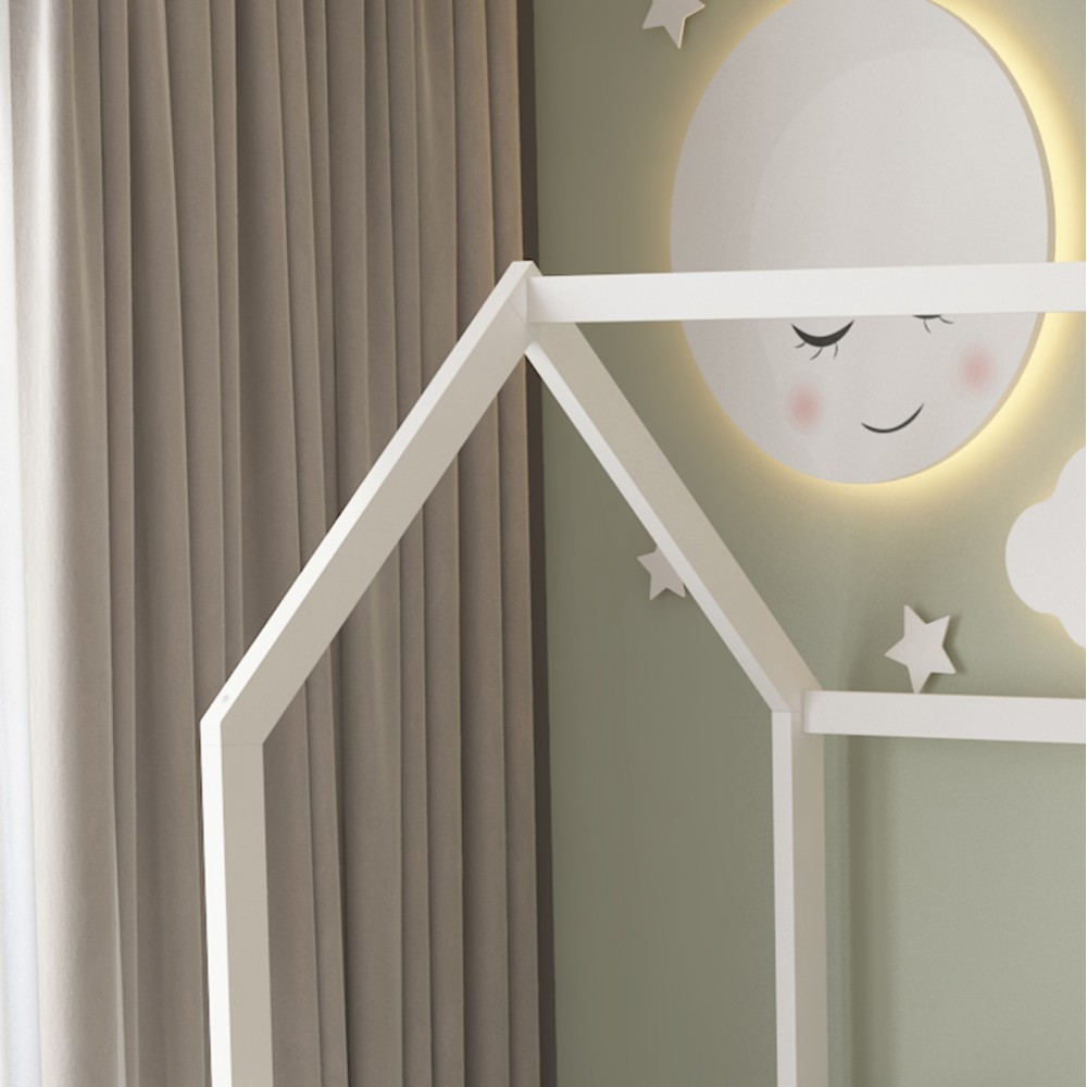 Κρεβάτι παιδικό με στρώμα και τσουλήθρα "PHYLLIS" από ξύλο σε χρώμα λευκό 90x190