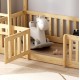 Κουκέτα παιδική με παρκάκι και στρώμα "PLAYKID" από ξύλο σε χρώμα φυσικό 90x190