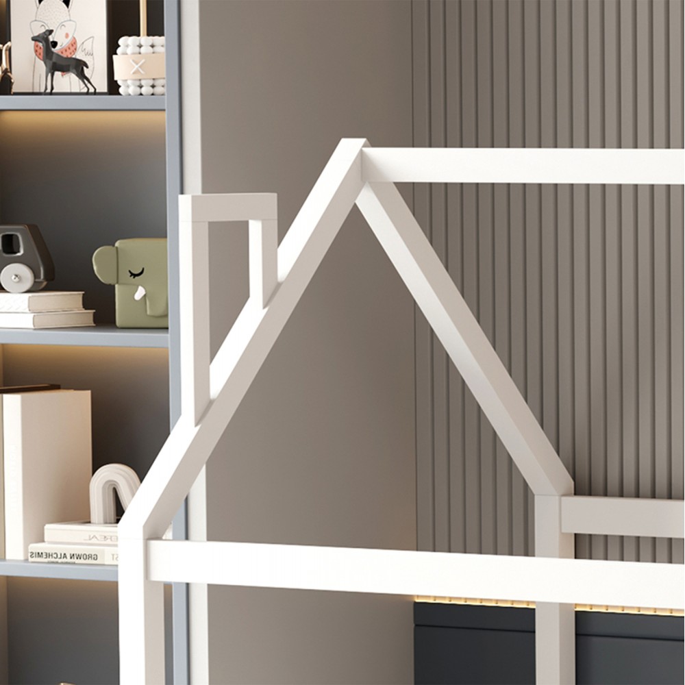 Κρεβάτι παιδικό με στρώμα "HOUSER" τ.montessori από ξύλο σε χρώμα λευκό 90x190