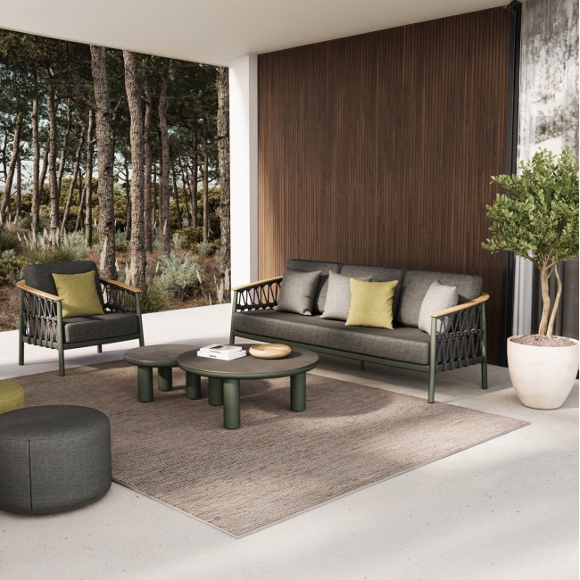 Σετ σαλόνι εξωτερικού χώρου "STREAM" 5τμχ από αλουμίνιο/σχοινί σε χρώμα πράσινο/ανθρακί