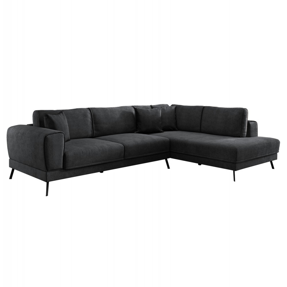 Καναπές-κρεβάτι "ZENORA" με δεξιά γωνία από ύφασμα σε χρώμα γκρι 304x212x80