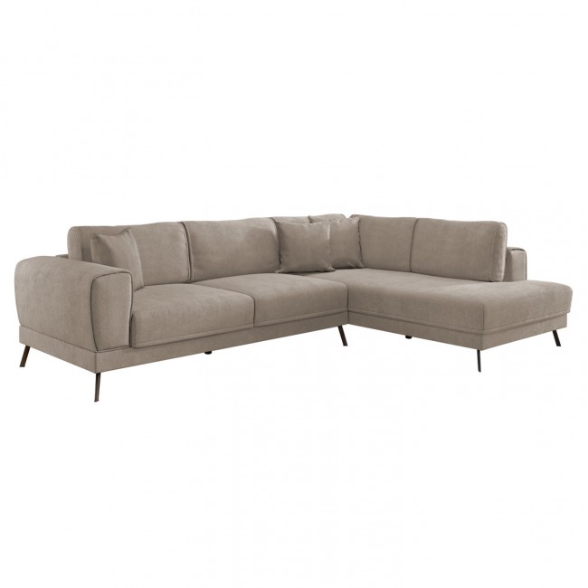 Καναπές-κρεβάτι με δεξιά γωνία "ZENORA" από ύφασμα σε χρώμα μπεζ 304x212x80