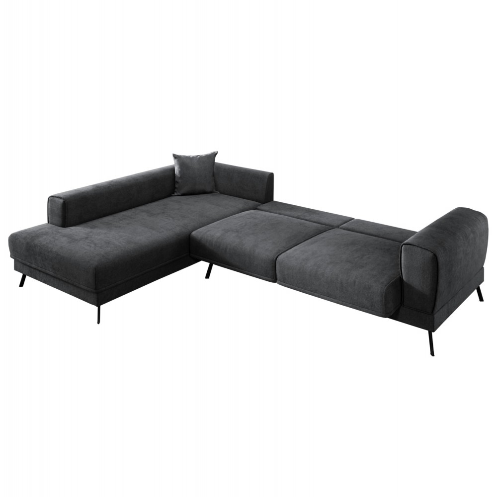 Καναπές-κρεβάτι "ZENORA" με αριστερή γωνία απο ύφασμα σε χρώμα γκρι 304x212x80