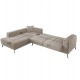 Kαναπές-κρεβάτι "ZENORA" με αριστερή γωνία απο ύφασμα σε χρώμα μπεζ 304x212x80