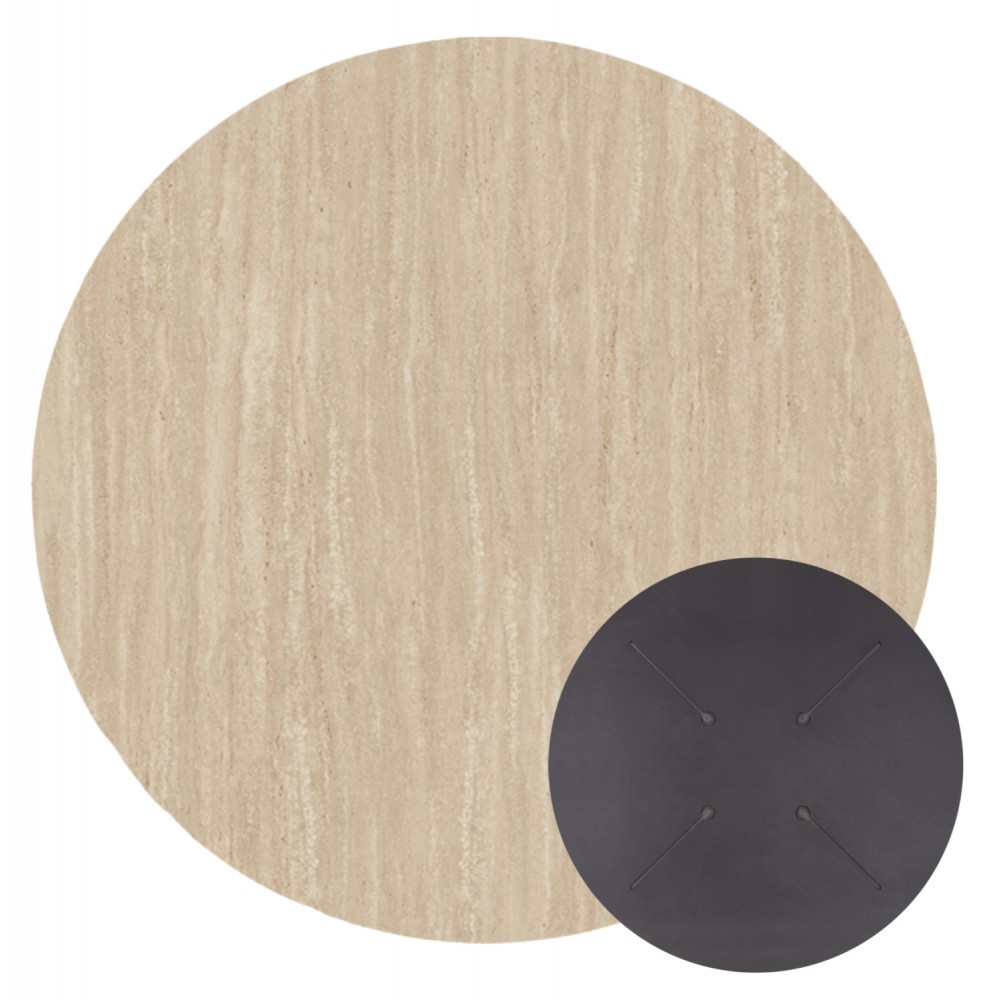 Επιφάνεια τραπεζιού στρόγγυλη από HPL σε χρώμα τραβερτίνας Φ70