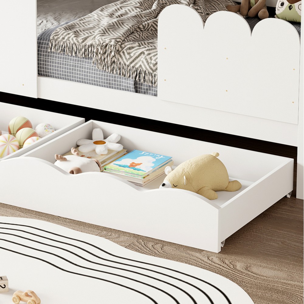 Κρεβάτι παιδικό με στρώμα "DOMER" από ξύλο πεύκου σε χρώμα λευκό 90x190