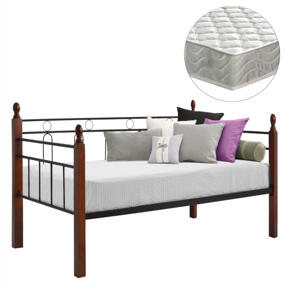 Καναπές κρεβάτι με στρώμα "REVEN" από μέταλλο/ξύλο σε χρώμα dirty oak 90Χ190