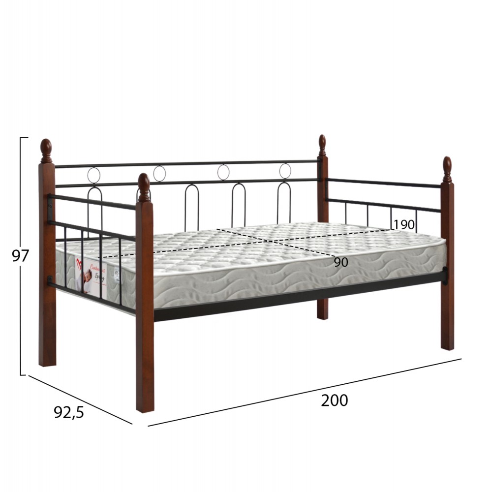 Καναπές κρεβάτι με στρώμα "REVEN" από μέταλλο/ξύλο σε χρώμα dirty oak 90Χ190