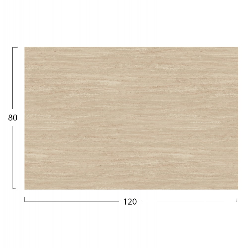 Eπιφάνεια τραπεζιού ορθογώνια απο HPL σε χρώμα τραβερτίνας 120x80