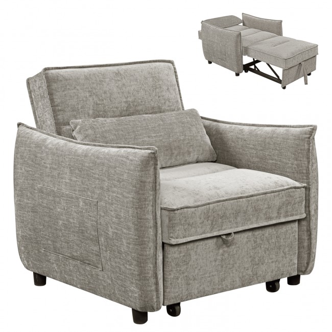 Πολυθρόνα-κρεβάτι "ORYN" από ύφασμα σε χρώμα μπεζ 89x85x84