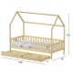 Κρεβάτι παιδικό με συρτάρια "PHYLLIS" από ξύλο πεύκου σε χρώμα φυσικό 196x97x161