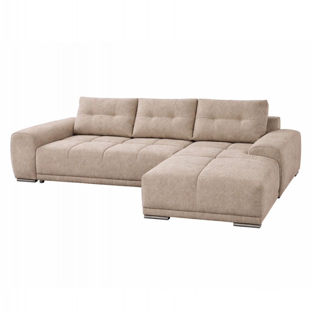 Καναπές-κρεβάτι "COMFYRA" με δεξιά γωνία απο ύφασμα σε χρωμα μπεζ 270x181x75
