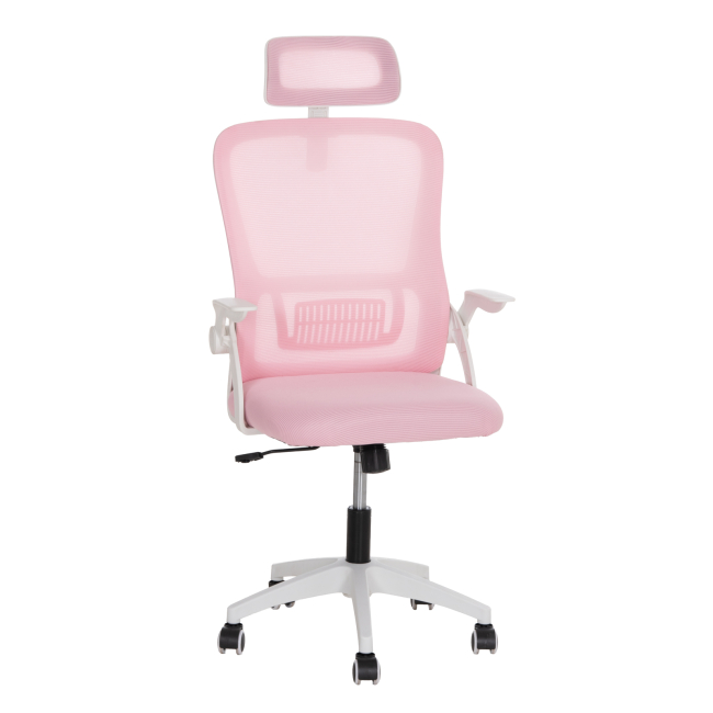 Καρέκλα γραφείου "BLAZER" από mesh ύφασμα σε χρώμα ροζ/λευκό 60x58x110/130