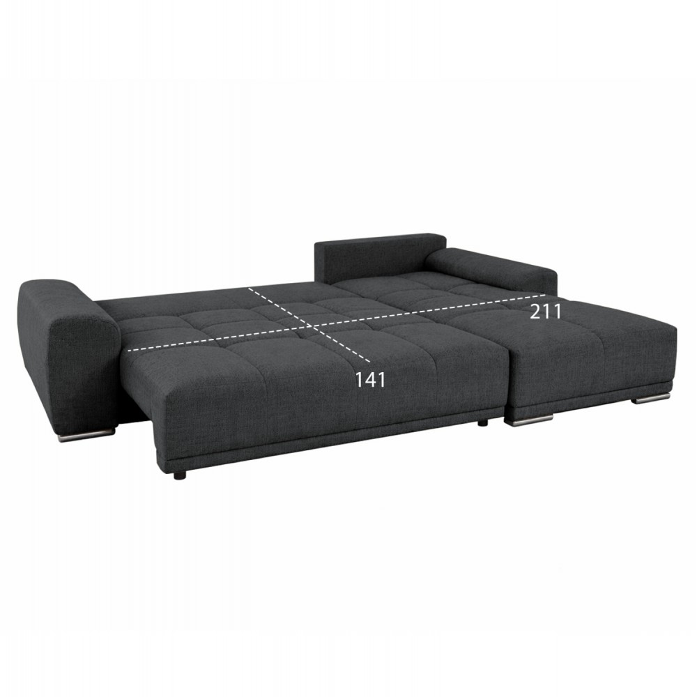Καναπές-κρεβάτι "COMFYRA" με δεξιά γωνία απο ύφασμα σε χρωμα γκρι 270x181x75