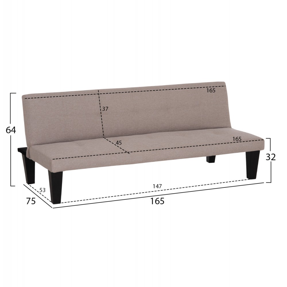Καναπές-κρεβάτι "KORO" 3θέσιος απο PU δέρμα σε χρώμα μπεζ 165x75x64