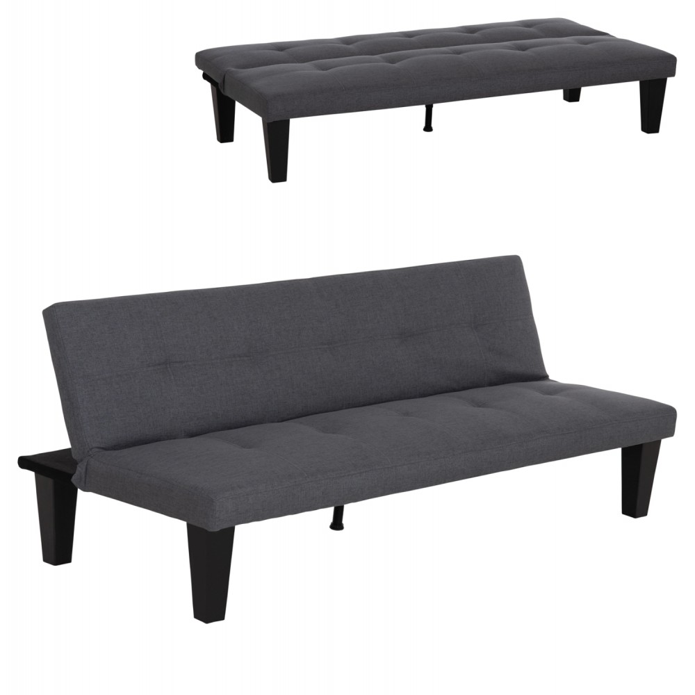 Καναπές-κρεβάτι "KORO" 3θέσιος απο PU δέρμα σε χρώμα γκρι 165x75x64