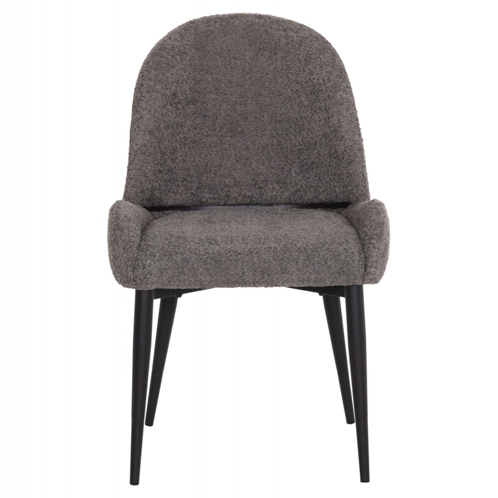 Καρέκλα "SARKY" απο ύφασμα μπουκλέ/μέταλλο σε χρώμα γκρι/μαύρο 56x64x88