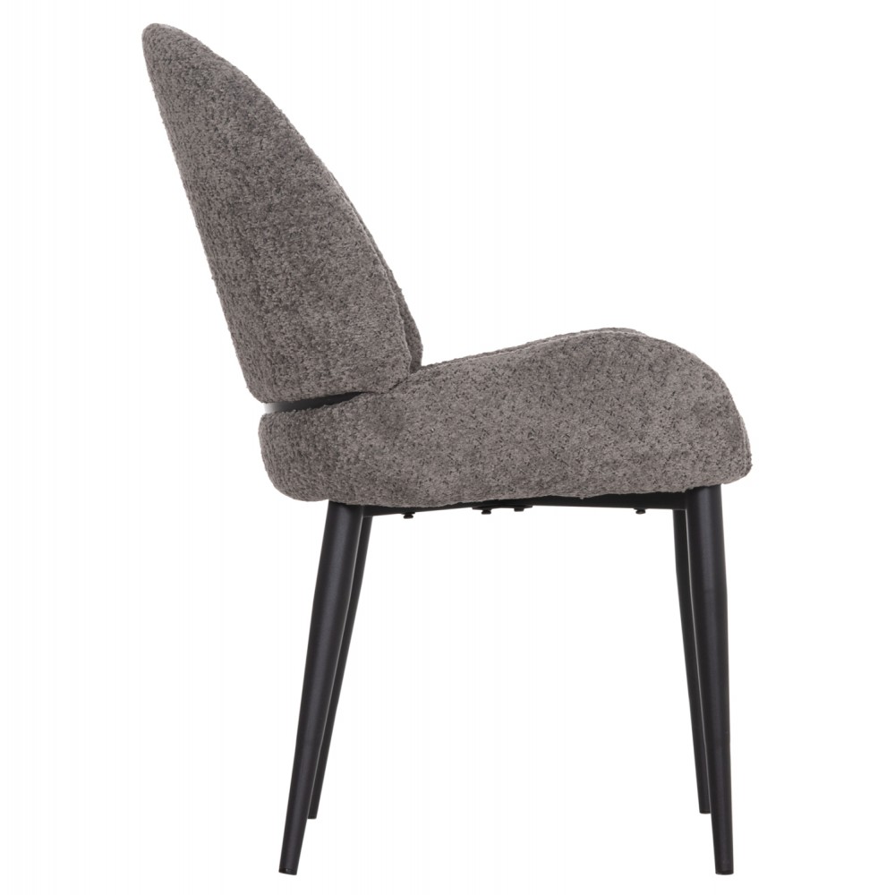 Καρέκλα "SARKY" απο ύφασμα μπουκλέ/μέταλλο σε χρώμα γκρι/μαύρο 56x64x88