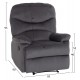 Πολυθρόνα Relax "BRAYLEN" απο βελούδο σε χρώμα γκρι 85x90x95