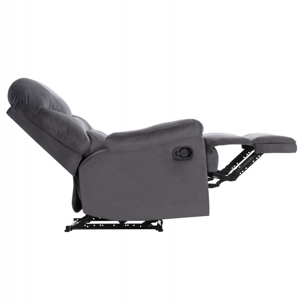 Πολυθρόνα Relax "BRAYLEN" απο βελούδο σε χρώμα γκρι 85x90x95