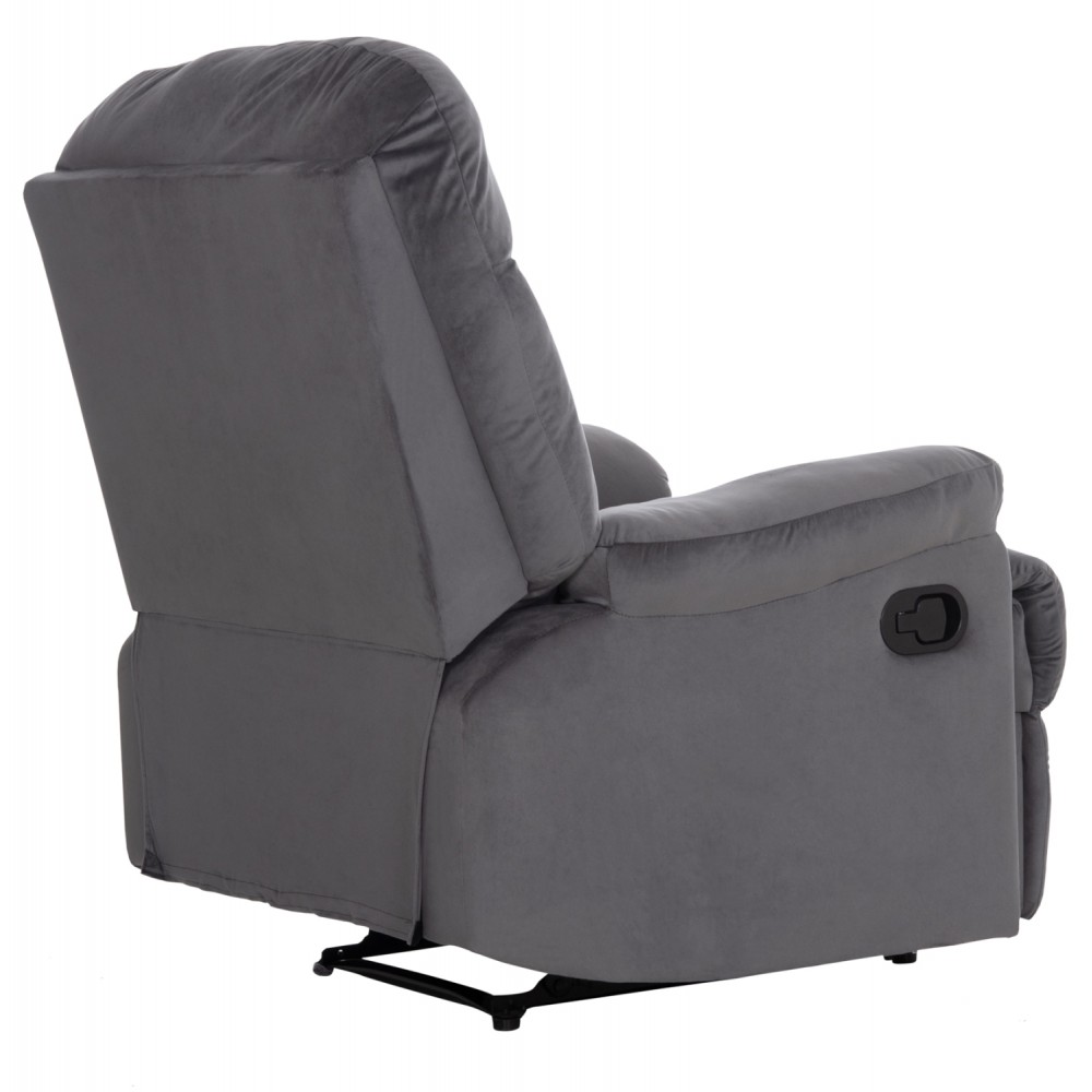 Πολυθρόνα Relax "BRAYLEN" απο βελούδο σε χρώμα γκρι 85x90x95