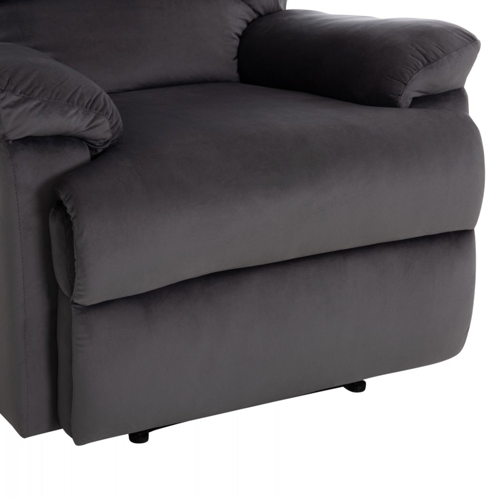 Πολυθρόνα Relax "BRAYLEN" απο βελούδο σε χρώμα γκρι 85x90x95
