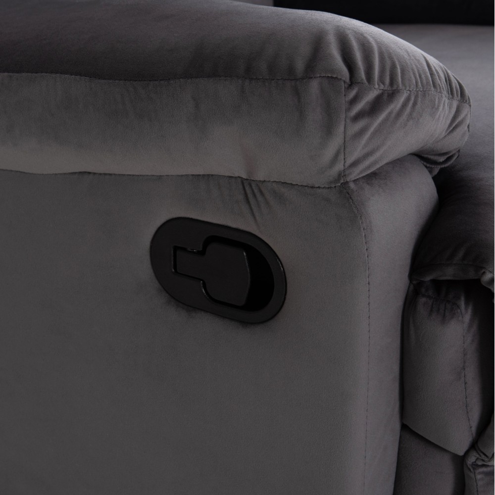 Πολυθρόνα Relax "BRAYLEN" απο βελούδο σε χρώμα γκρι 85x90x95