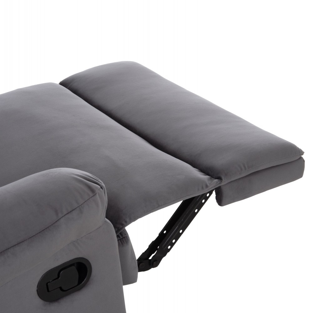 Πολυθρόνα Relax "BRAYLEN" απο βελούδο σε χρώμα γκρι 85x90x95