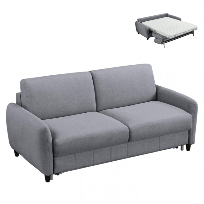 Καναπές-κρεβάτι "ETUDINE" με αναδιπλώμενο στρώμα από ύφασμα σε χρώμα γκρι 190x98x90