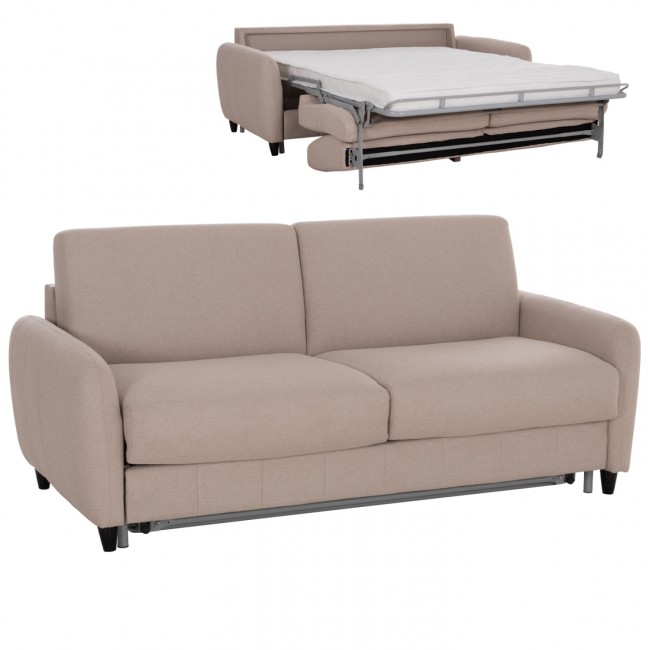 Κρεβάτι-καναπές "ETUDINE" με αναδιπλούμενο στρώμα από ύφασμα σε χρώμα μπεζ 190x98x90