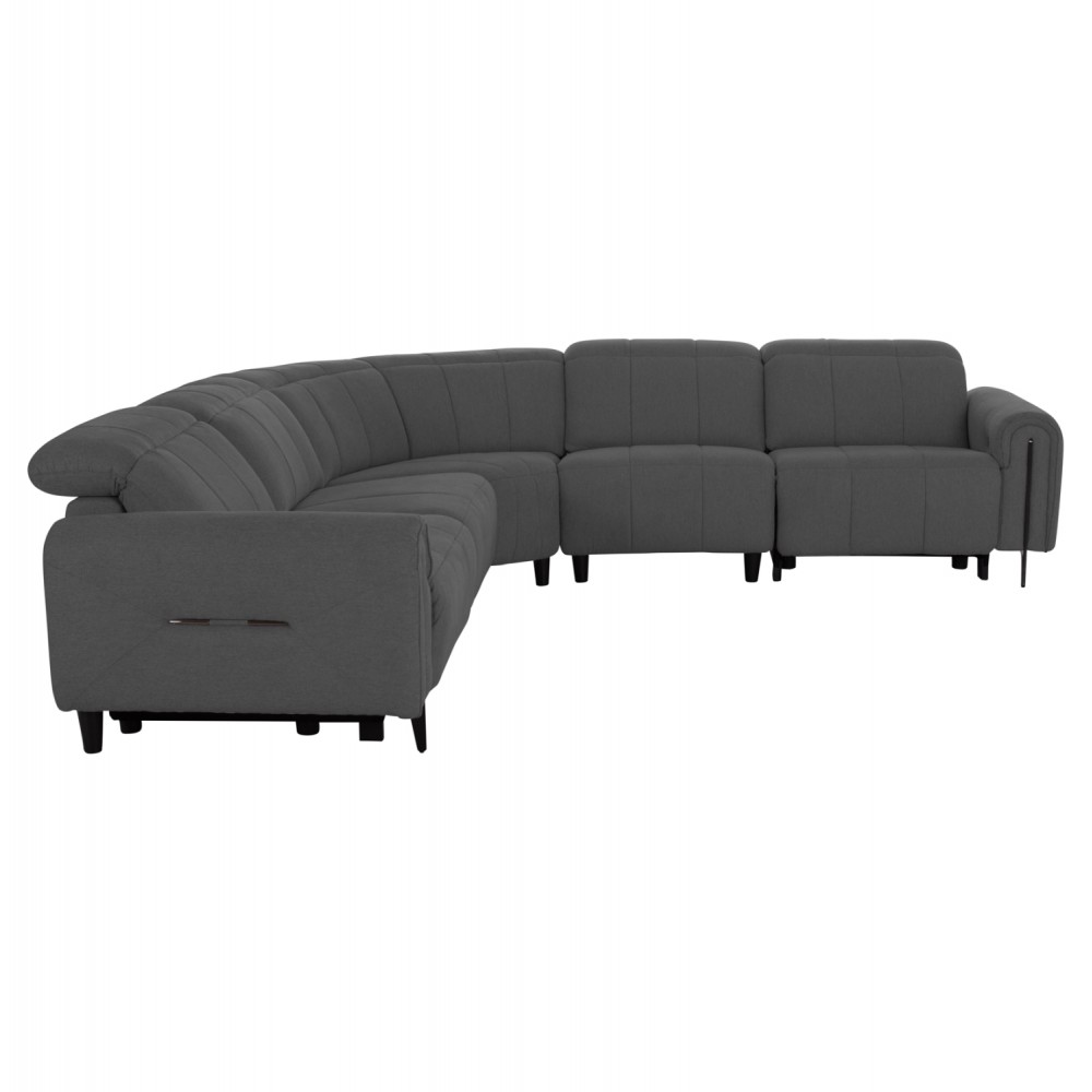 Γωνιακός καναπές με recline "ORACLE" από ύφασμα σε χρώμα γκρι 260x260x94