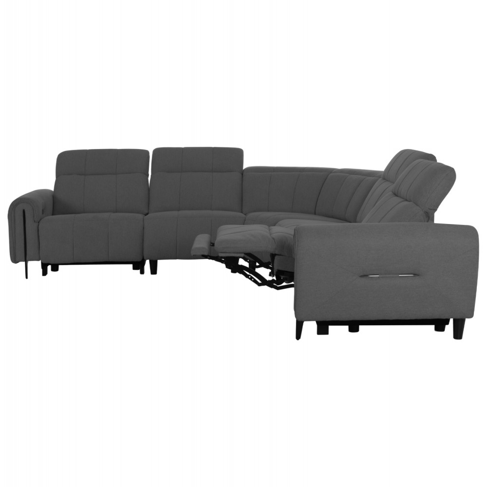 Γωνιακός καναπές με recline "ORACLE" από ύφασμα σε χρώμα γκρι 260x260x94