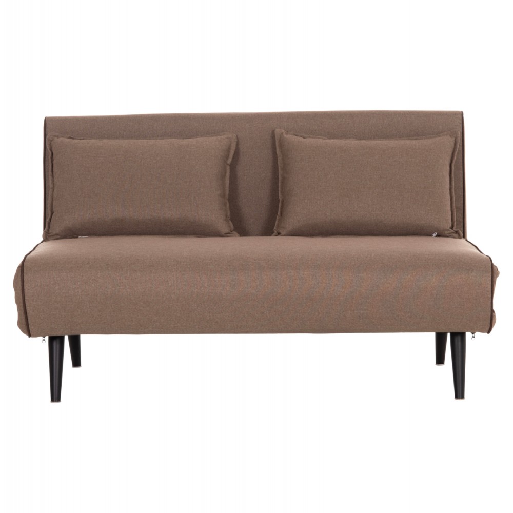 Καναπές-κρεβάτι "ASMA" διθέσιος απο ύφασμα σε χρώμα σκουρό μπεζ 143x78x84