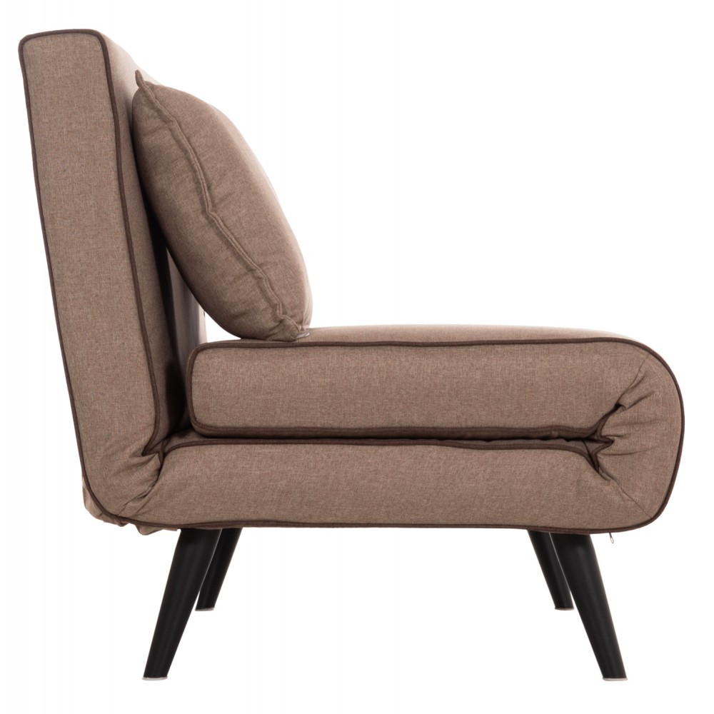 Καναπές-κρεβάτι "ASMA" διθέσιος απο ύφασμα σε χρώμα σκουρό μπεζ 143x78x84