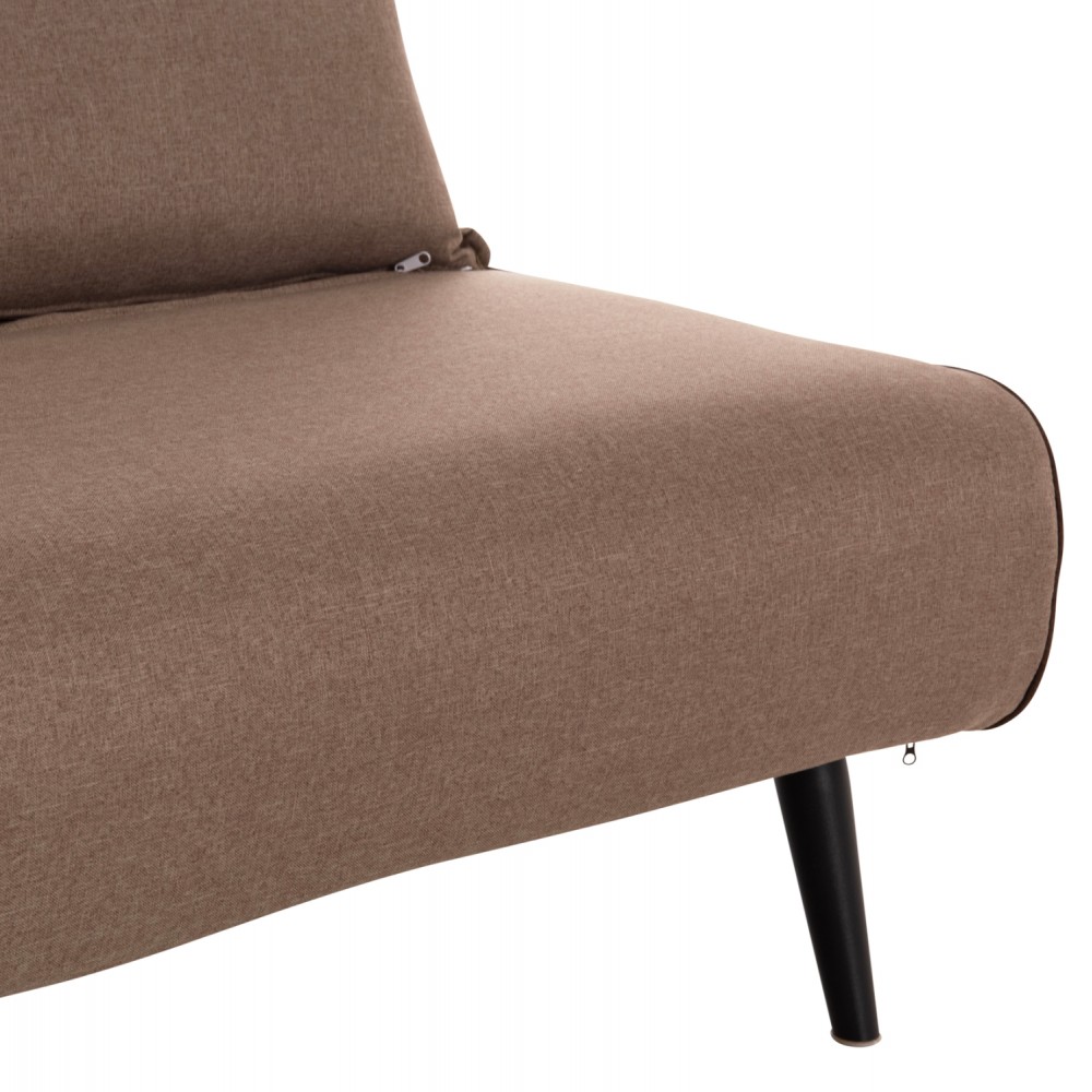 Καναπές-κρεβάτι "ASMA" διθέσιος απο ύφασμα σε χρώμα σκουρό μπεζ 143x78x84