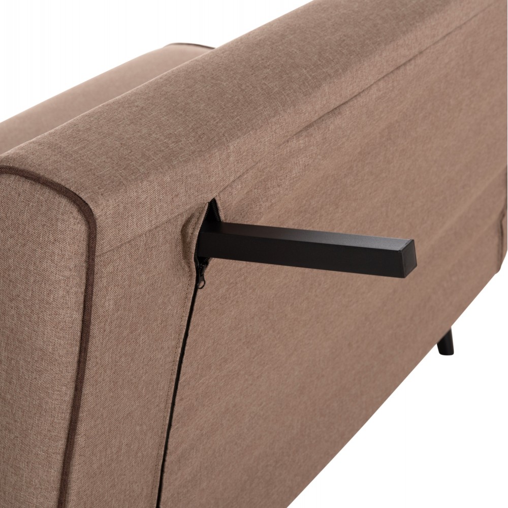 Καναπές-κρεβάτι "ASMA" διθέσιος απο ύφασμα σε χρώμα σκουρό μπεζ 143x78x84