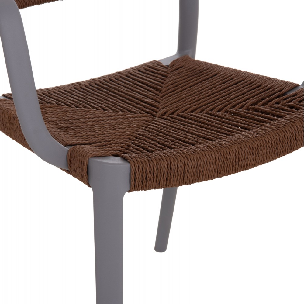 Πολυθρόνα "STRIDER" από pp/σχοινί σε χρώμα γκρι/καφέ 57x53x80